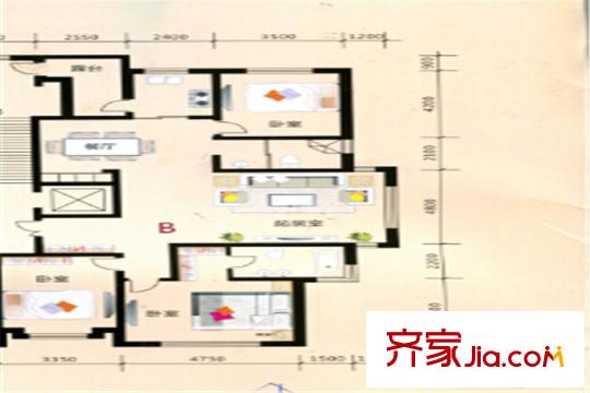 嘉業(yè)名鑄1-3號(hào)樓B戶型標(biāo)準(zhǔn)層 3室2廳2衛(wèi)1廚