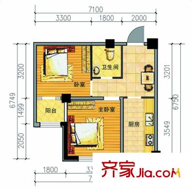 金港馨都d戶型圖 2室1廳