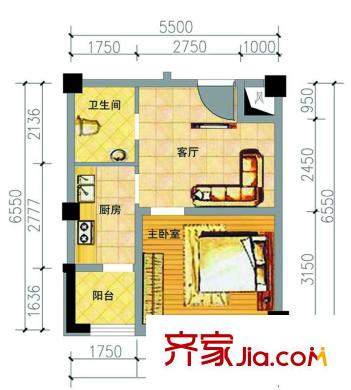 金港馨都a戶型圖 1室1廳