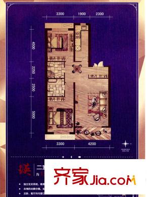 大唐天下江山一期2、3號(hào)樓標(biāo)準(zhǔn)層瑛戶型圖 2室2廳2衛(wèi)1廚