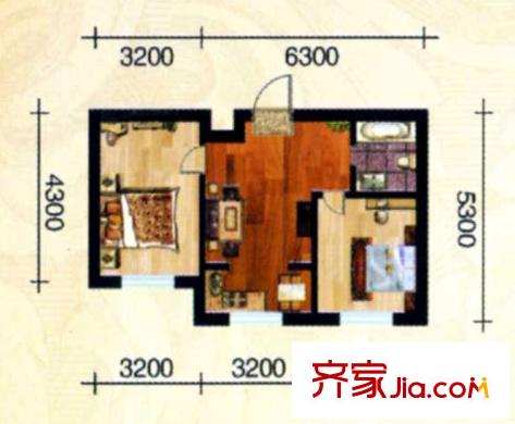 新地山灣三期多層3#、5#1-5單元標(biāo)準(zhǔn)層A1戶型 2室1廳1衛(wèi)1廚
