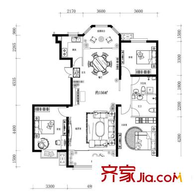中海?紫御東郡高層 B1/B3/B4/B5號樓 標(biāo)準(zhǔn)層 C2戶型 3室2廳2衛(wèi)1廚