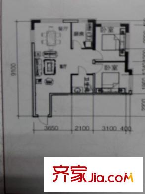 錦華苑高層1單元標準層A5戶型 2室2廳1衛(wèi)