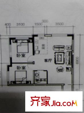 錦華苑高層2單元標準層A4戶型 2室1廳1衛(wèi)