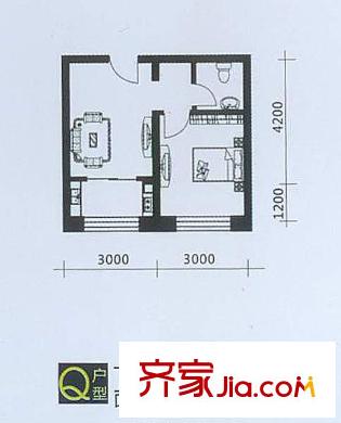 盈勝7080Q戶型圖 1室1廳1衛(wèi)
