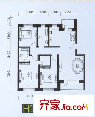 盈勝7080H戶型圖 3室2廳2衛(wèi)