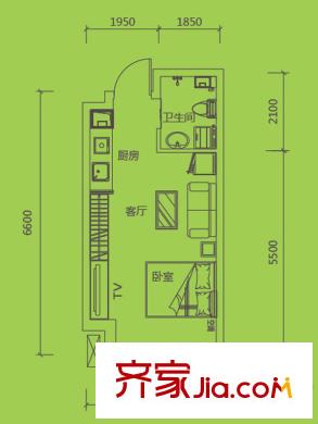 興田上城7號樓A座4-30層,B座4-28層平層B7戶型 1室1廳1衛(wèi)
