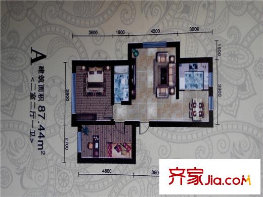 裕豐山水湖畔多層 2號(hào)樓 標(biāo)準(zhǔn)層 A戶(hù)型 2室2廳1衛(wèi)1廚