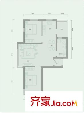 西山林語一期13號(hào)樓標(biāo)準(zhǔn)層B13戶型 2室2廳1衛(wèi)1廚
