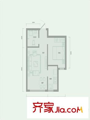 西山林語一期1、7號(hào)樓標(biāo)準(zhǔn)層A1&7戶型 1室2廳1衛(wèi)1廚