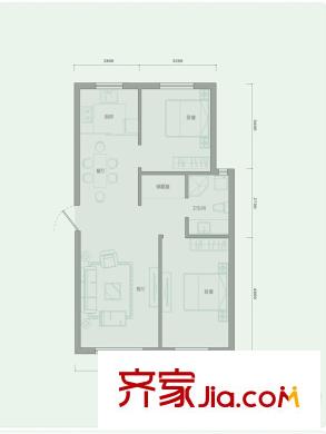 西山林語一期6號(hào)樓標(biāo)準(zhǔn)層B6戶型 2室2廳1衛(wèi)1廚