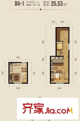 筑石?松花江新城一期3號樓標(biāo)準(zhǔn)層B4-1戶型 2室1廳1衛(wèi)1廚