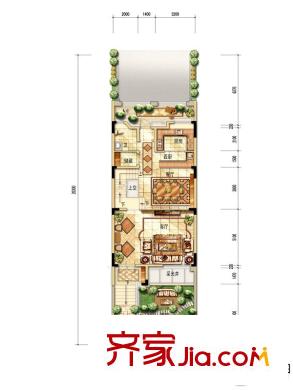 中海?溫莎平方米園四聯(lián)排  D#棟 蒙特爾宮戶型 1層 7室2廳4衛(wèi)2廚