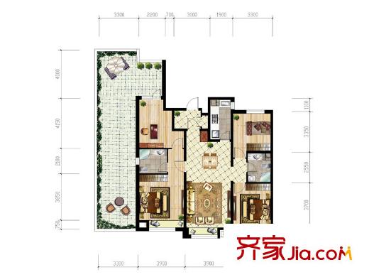 江山印象1-3號樓H戶型 3室2廳2衛(wèi)1廚