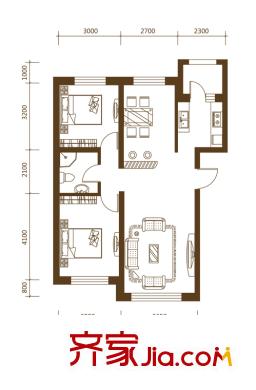 盈勝三千院6號樓 標(biāo)準(zhǔn)層 C戶型 2室1廳1衛(wèi)1廚