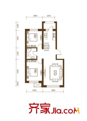 盈勝三千院16號樓 標(biāo)準(zhǔn)層 B戶型 2室1廳1衛(wèi)1廚