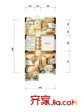 中海?溫莎平方米園四聯(lián)排  D#棟 蒙特爾宮戶型  2層 7室2廳4衛(wèi)2廚