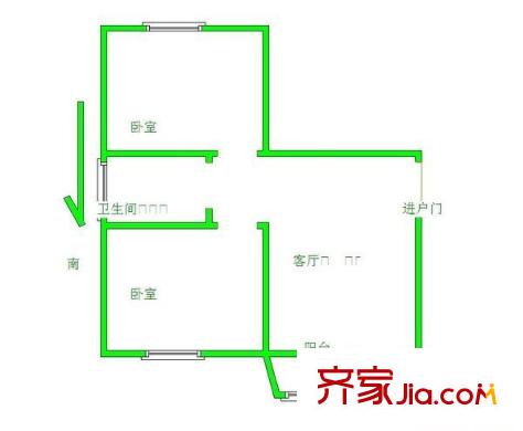 恒東花園 2室 戶(hù)型圖