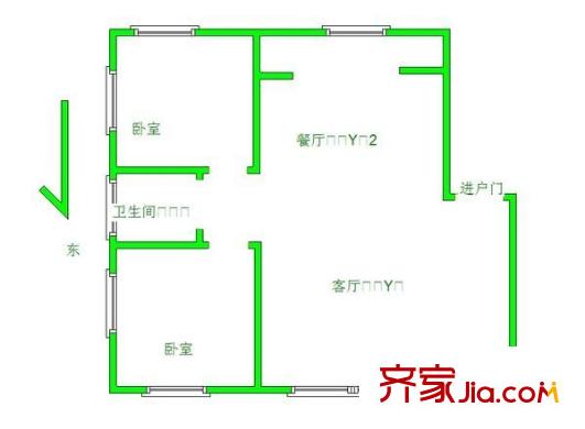恒東花園 2室 戶(hù)型圖