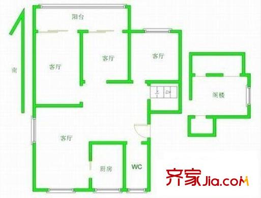 锡州东路小区户型图3室 户型图 3室1厅1卫1厨