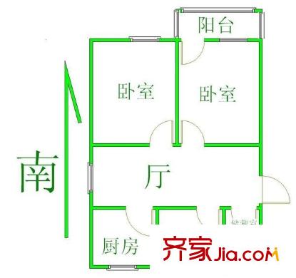 杨北新村 2室 户型图