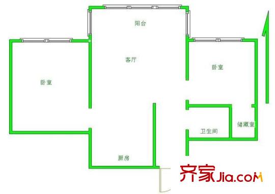 杨北新村 2室 户型图