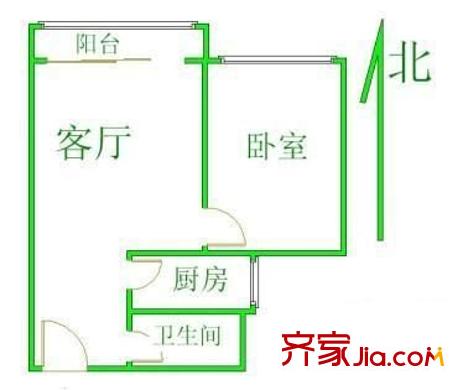 杨北新村 1室 户型图