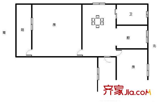 杨北新村 2室 户型图