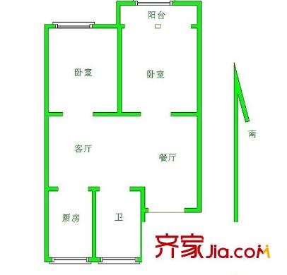 杨北新村 2室 户型图
