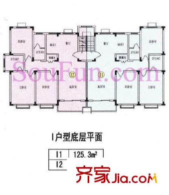 五星小区户型图I1、I2户型底层