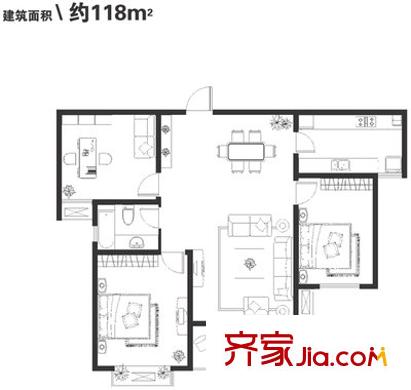 欧典家园户型图4室 户型图 4室1厅1卫1厨