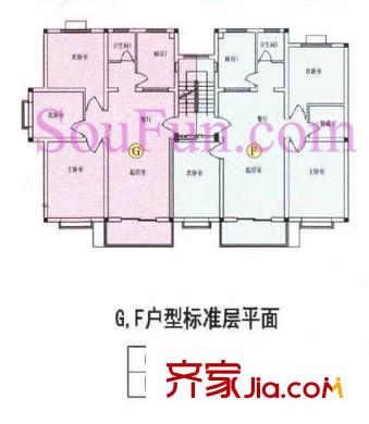 五星小区户型图G、F户型标准层