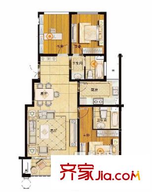 塞纳公馆B户型乐园 3室2厅2卫1厨