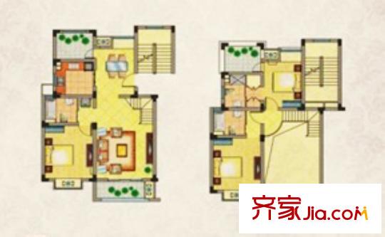 宝龙香槟湖F户型 3室2厅