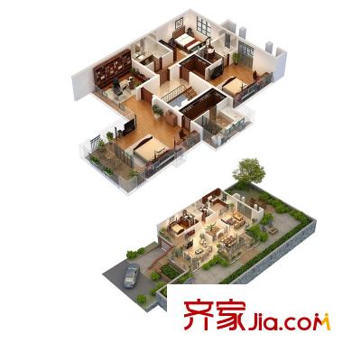 融创亚美利加户型图A户型 4室2厅2卫