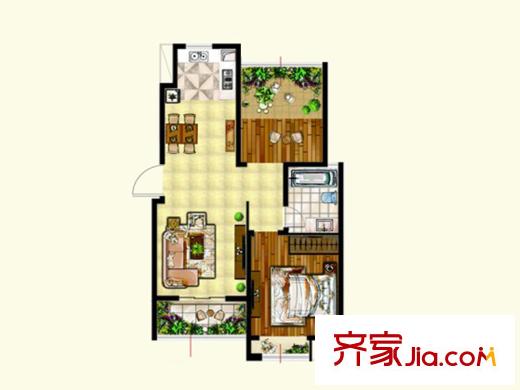 锡北・新街口F户型 2室2厅1卫1厨