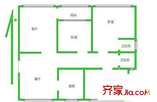 夏家边家园 3室 户型图