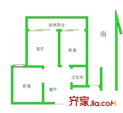 夏家边家园 2室 户型图
