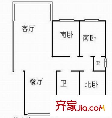新盛花苑 3室 户型图