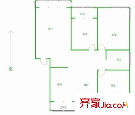 勤新小区户型图3室 户型图 3室1厅1卫