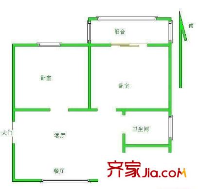 大张巷户型图2室 户型图 2室1厅1卫1厨