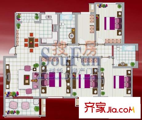 天润花苑二期户型图4室 户型图 4室2厅2卫1厨