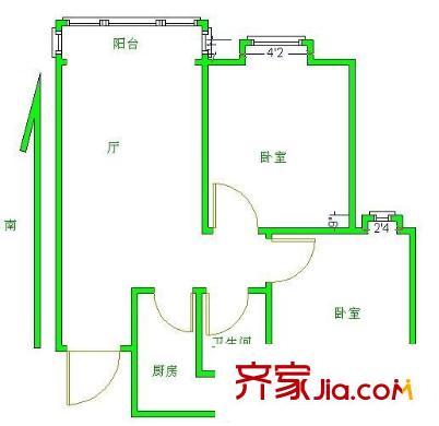 管社山家园 2室 户型图