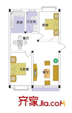 高新大道民营科技园建行宿舍 2室 户型图