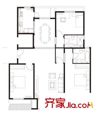 高新大道民营科技园建行宿舍 3室 户型图