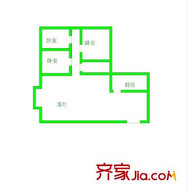 高新大道民营科技园建行宿舍 3室 户型图