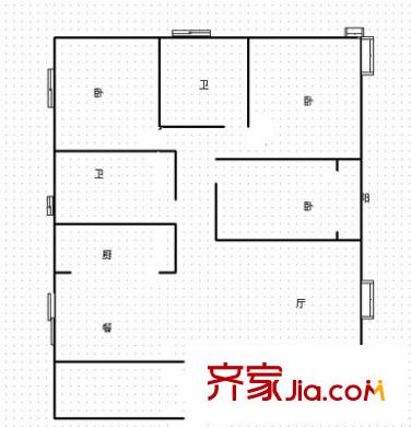 南京东路药检所宿舍 3室 户型图