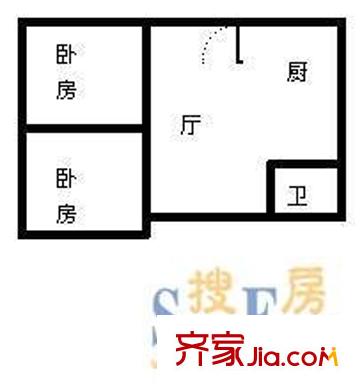 北京西路建工集团宿舍户型图北京西路建工集团 2室 户型图 2室1厅1卫1厨