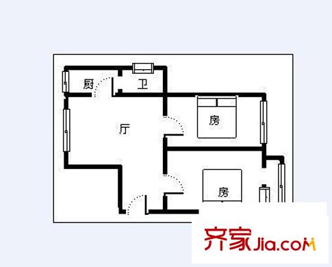 南京东路南大北区宿舍 2室 户型图