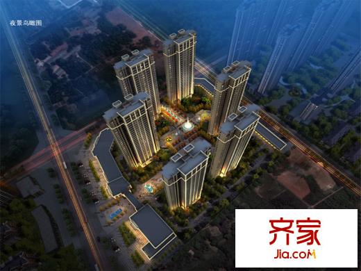 保利金香槟项目鸟瞰夜景图